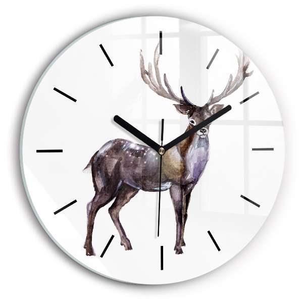 Orologio rotondo in vetro Il cervo, il re della natura selvaggia