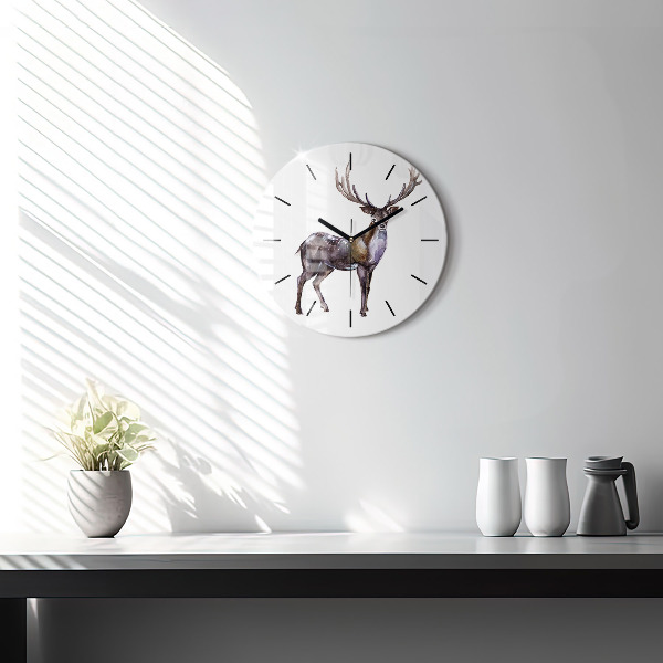 Orologio rotondo in vetro Il cervo, il re della natura selvaggia
