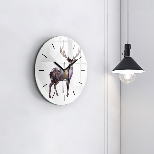 Orologio rotondo in vetro Il cervo, il re della natura selvaggia
