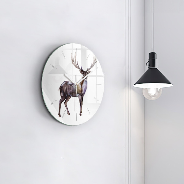 Orologio rotondo in vetro Il cervo, il re della natura selvaggia