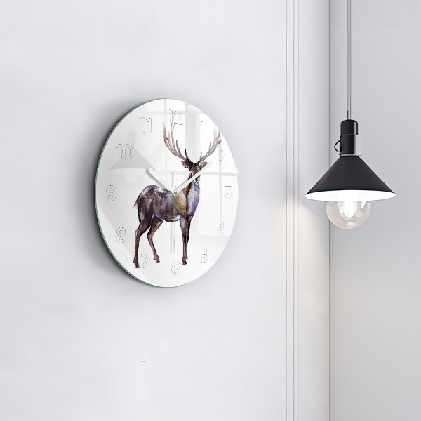Orologio rotondo in vetro Il cervo, il re della natura selvaggia