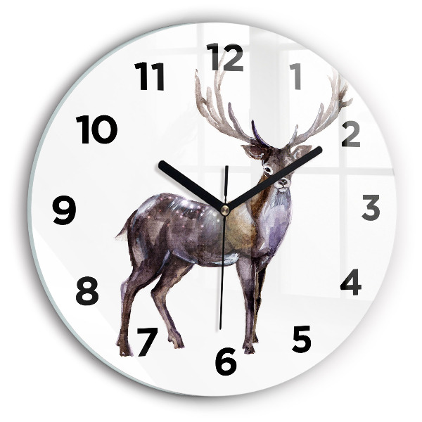 Orologio rotondo in vetro Il cervo, il re della natura selvaggia