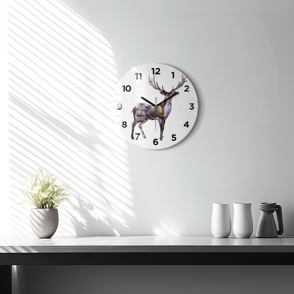 Orologio rotondo in vetro Il cervo, il re della natura selvaggia