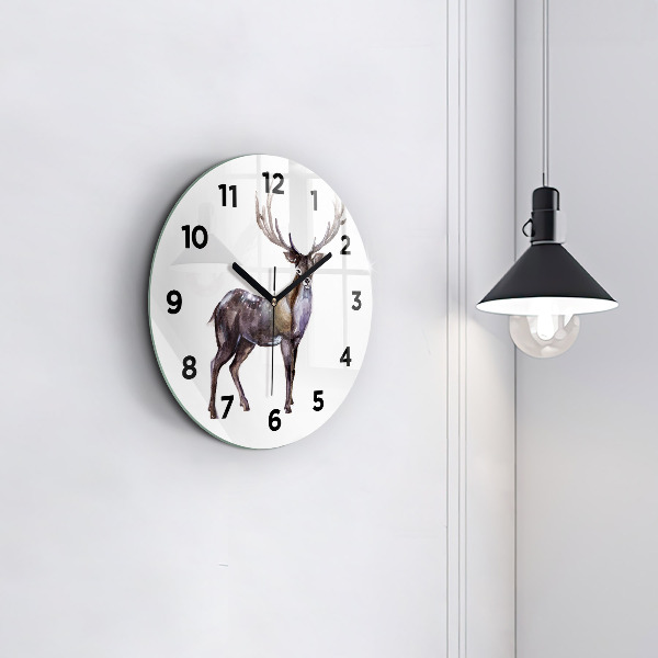 Orologio rotondo in vetro Il cervo, il re della natura selvaggia