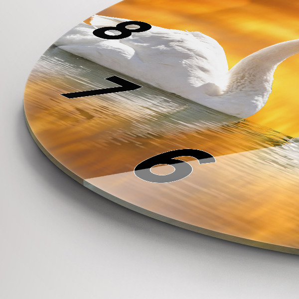 Orologio rotondo in vetro Cigni innamorati