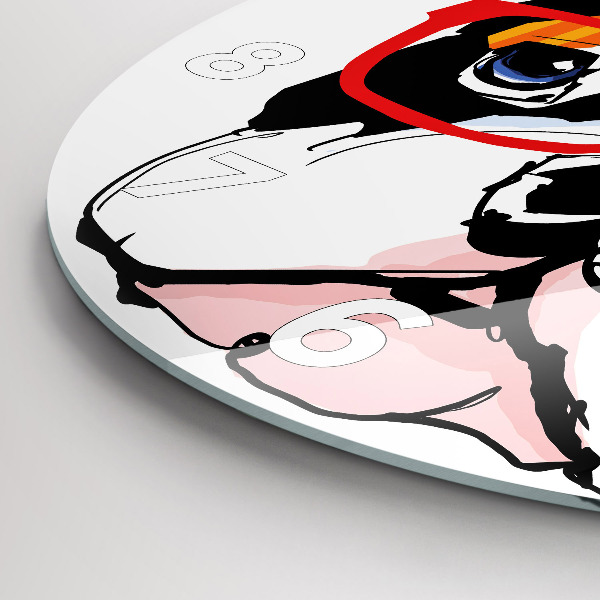 Orologio rotondo in vetro Bulldog francese con gli occhiali