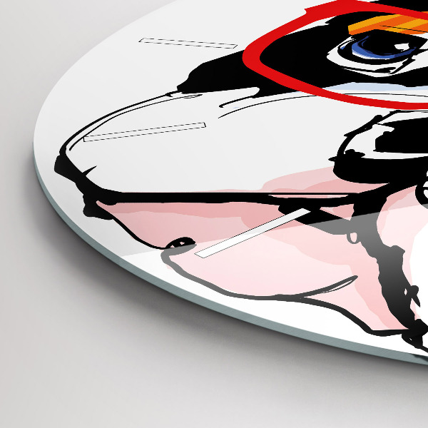 Orologio rotondo in vetro Bulldog francese con gli occhiali