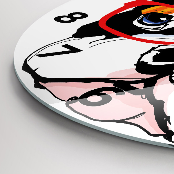 Orologio rotondo in vetro Bulldog francese con gli occhiali