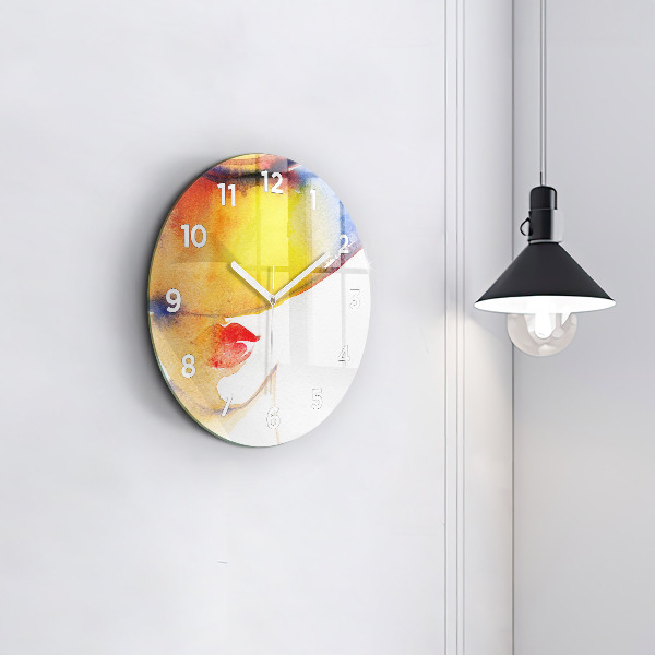 Orologio rotondo in vetro Donna con cappello