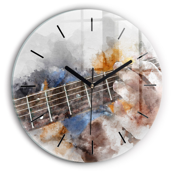 Orologio rotondo in vetro Grafica per chitarra