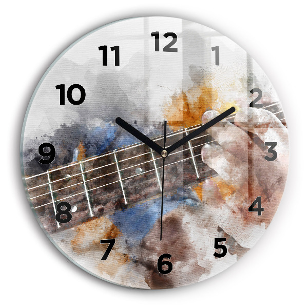 Orologio rotondo in vetro Grafica per chitarra