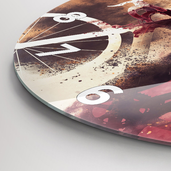 Orologio rotondo in vetro Donna e bicicletta