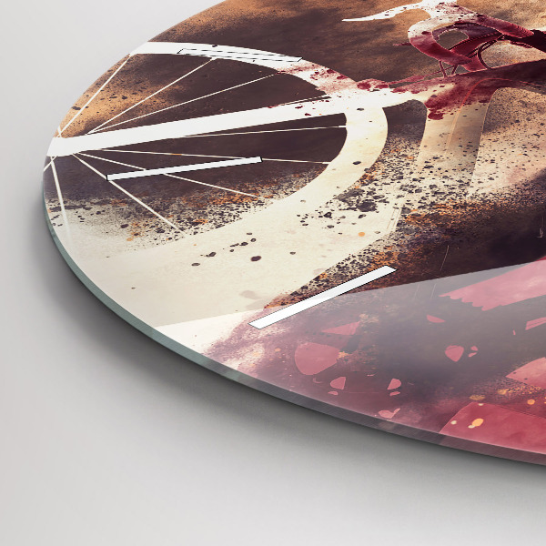 Orologio rotondo in vetro Donna e bicicletta