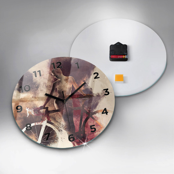 Orologio rotondo in vetro Donna e bicicletta