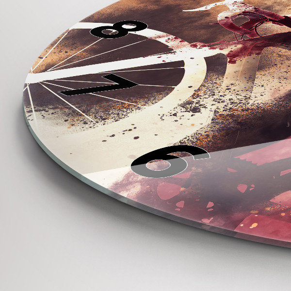 Orologio rotondo in vetro Donna e bicicletta