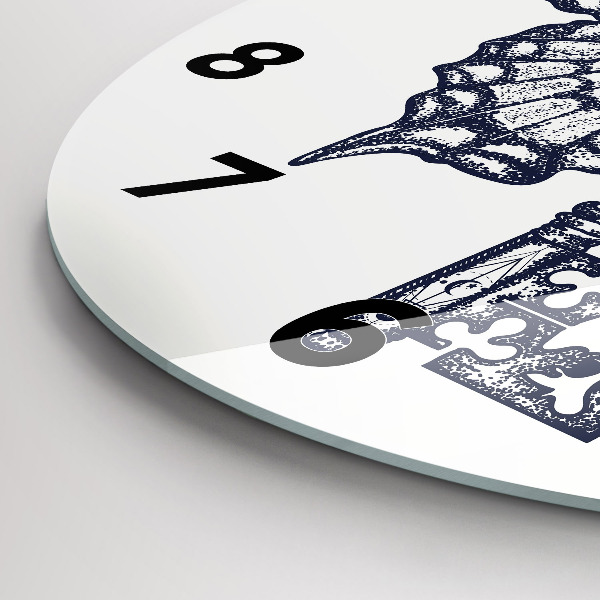 Orologio rotondo in vetro Farfalla e chiave - stile boho