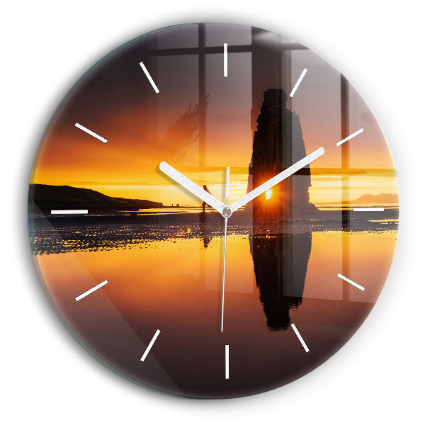 Orologio rotondo in vetro Corridore e tramonto