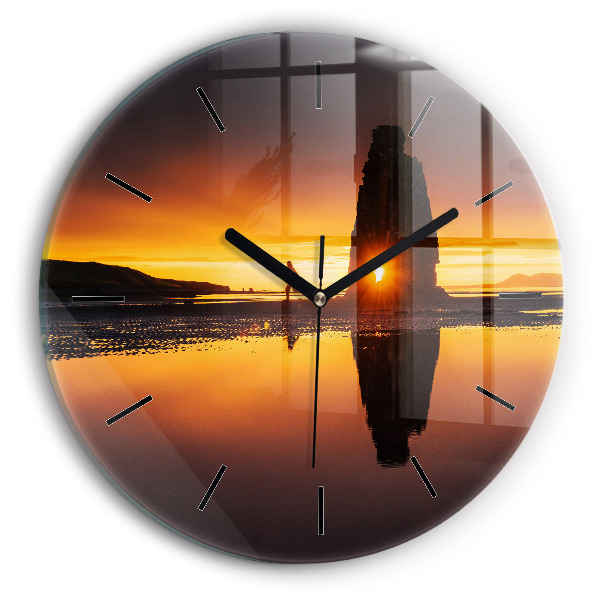 Orologio rotondo in vetro Corridore e tramonto
