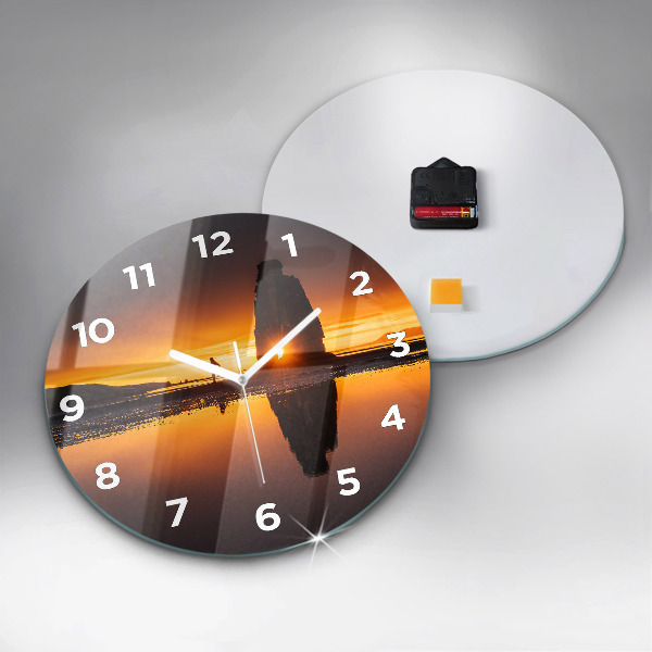 Orologio rotondo in vetro Corridore e tramonto