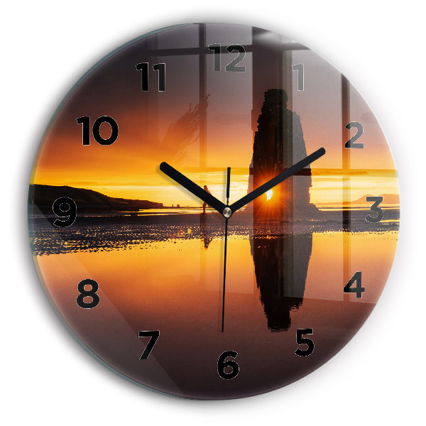 Orologio rotondo in vetro Corridore e tramonto
