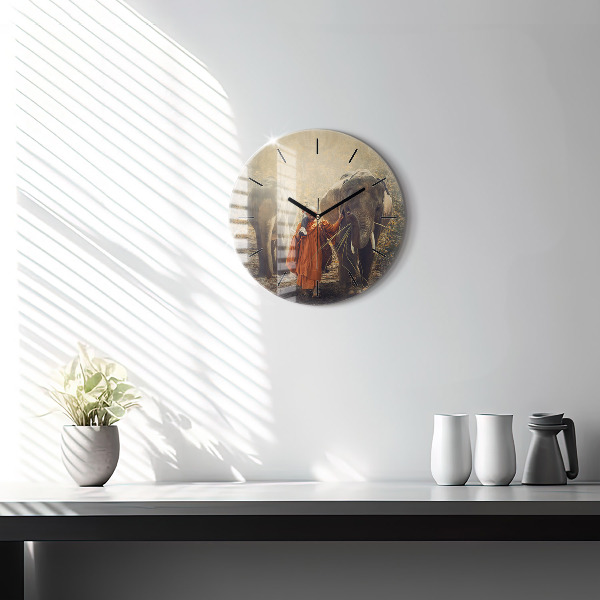 Orologio rotondo in vetro Monaco che guida gli elefanti