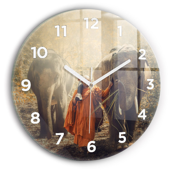 Orologio rotondo in vetro Monaco che guida gli elefanti