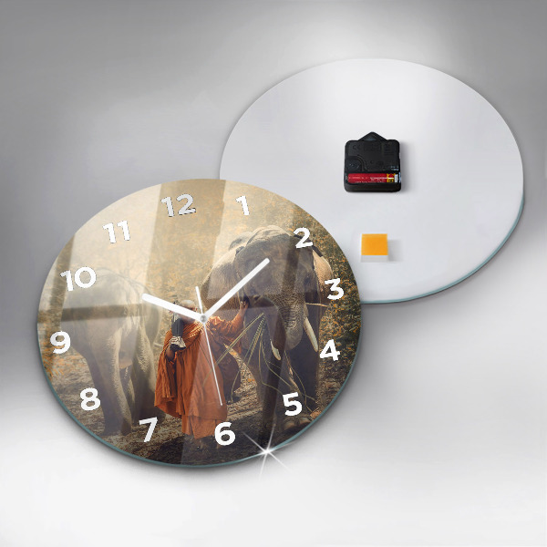 Orologio rotondo in vetro Monaco che guida gli elefanti