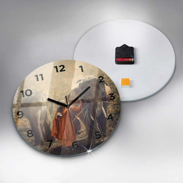 Orologio rotondo in vetro Monaco che guida gli elefanti