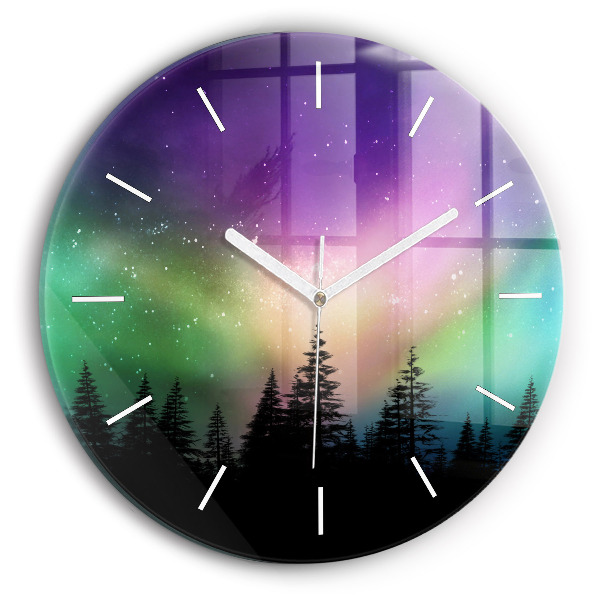 Orologio rotondo in vetro aurora boreale