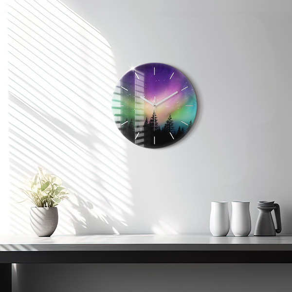 Orologio rotondo in vetro aurora boreale