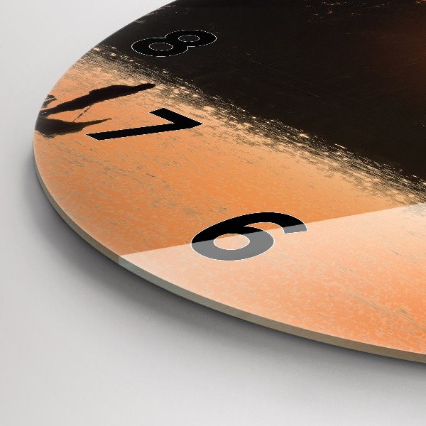 Orologio rotondo in vetro Tramonto e palme