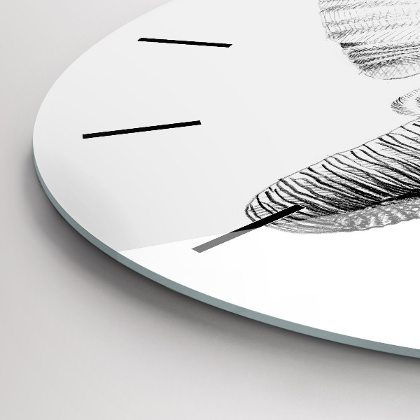 Orologio rotondo in vetro Testa di elefante grafica