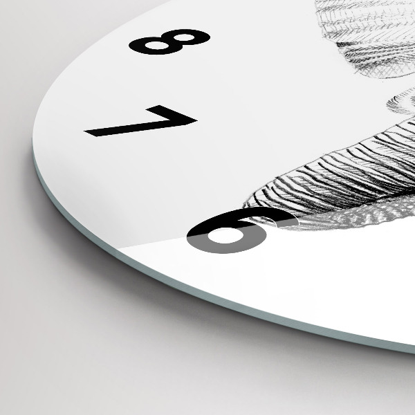 Orologio rotondo in vetro Testa di elefante grafica