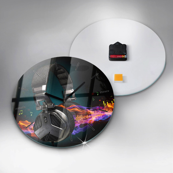 Orologio rotondo Cuffie e onde sonore