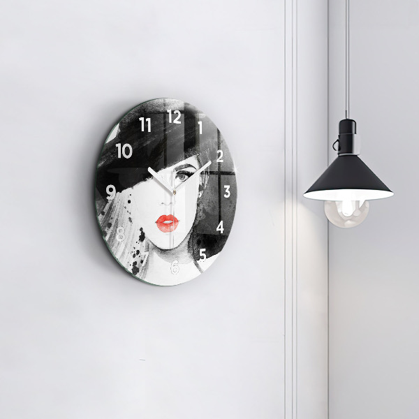 Orologio rotondo in vetro Donna con cappello