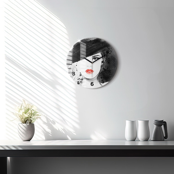 Orologio rotondo in vetro Donna con cappello