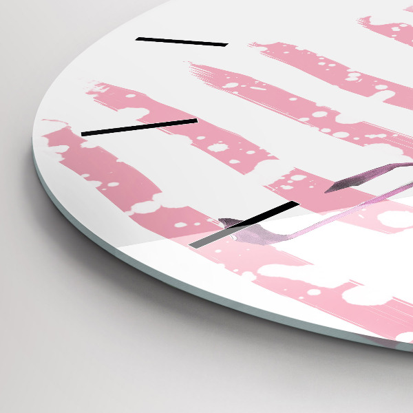 Orologio rotondo in vetro Grafica fenicottero