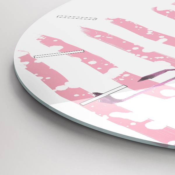 Orologio rotondo in vetro Grafica fenicottero