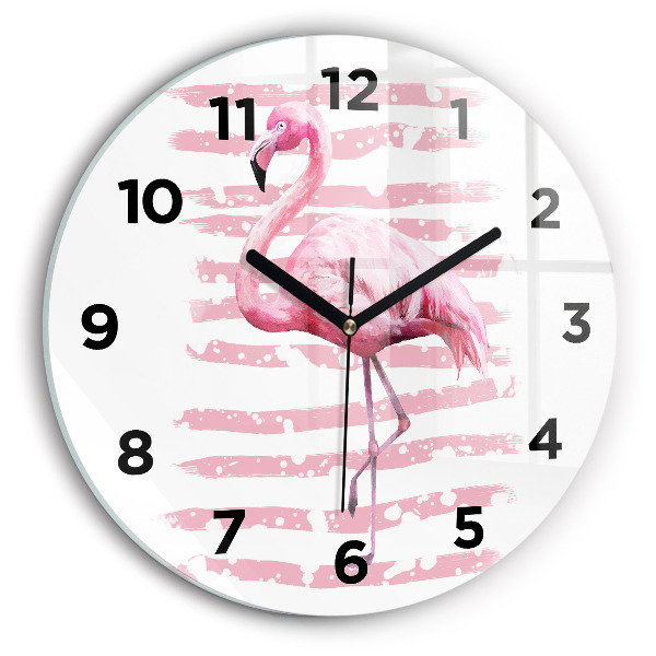 Orologio rotondo in vetro Grafica fenicottero