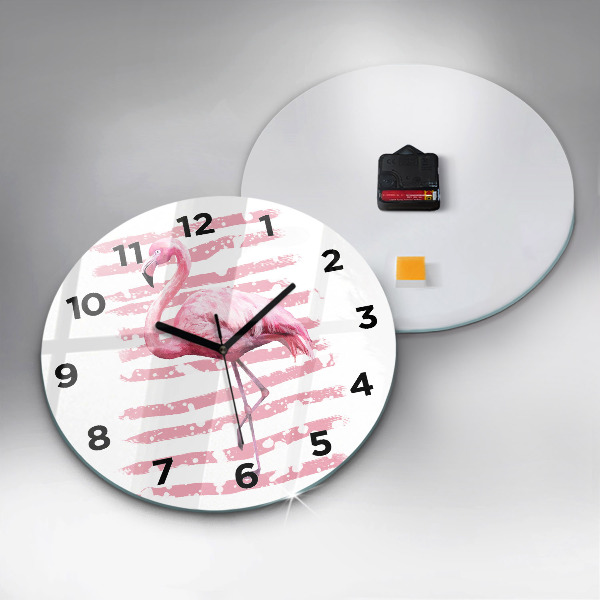 Orologio rotondo in vetro Grafica fenicottero