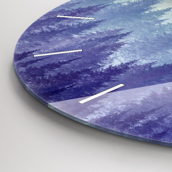 Orologio rotondo in vetro Foresta nella nebbia