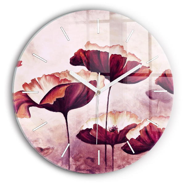 Orologio rotondo in vetro Papaveri in fiore