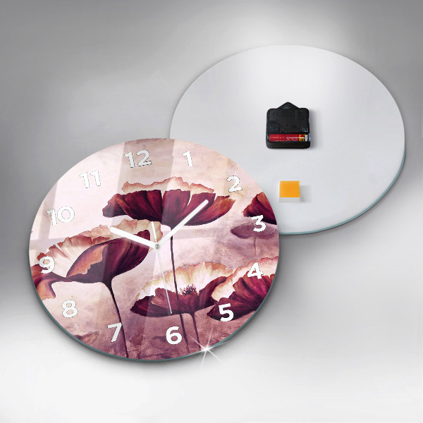 Orologio rotondo in vetro Papaveri in fiore