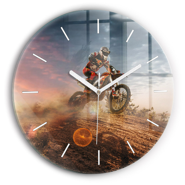 Orologio rotondo in vetro Uomo in motocicletta