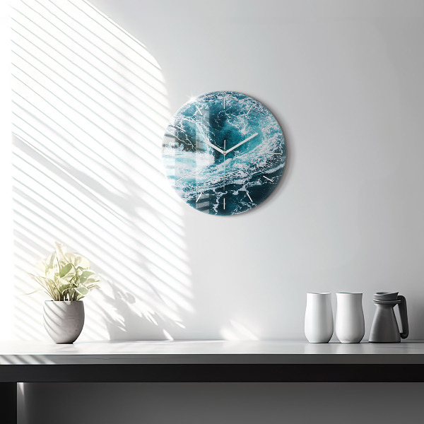 Orologio rotondo in vetro Onde vorticose e spumose