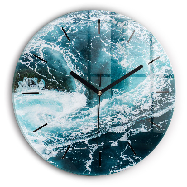 Orologio rotondo in vetro Onde vorticose e spumose