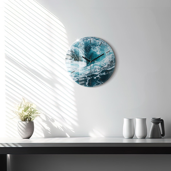 Orologio rotondo in vetro Onde vorticose e spumose