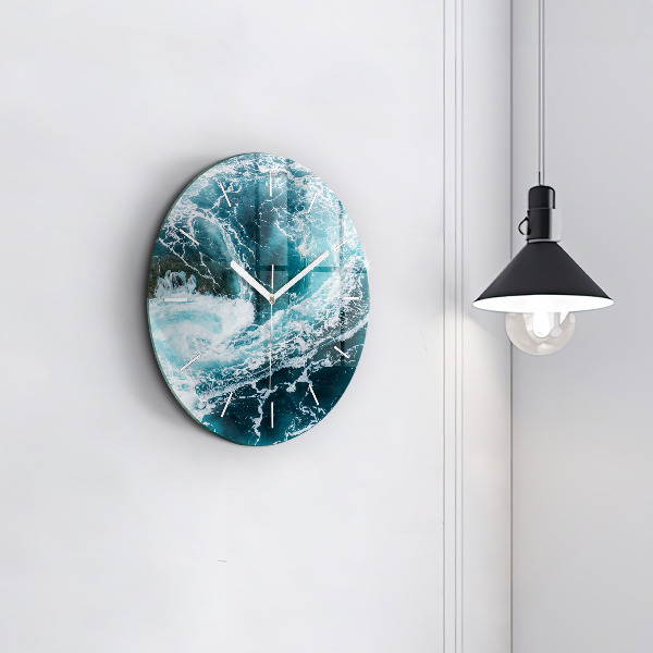 Orologio rotondo in vetro Onde vorticose e spumose