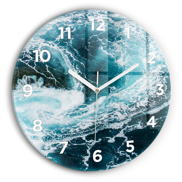 Orologio rotondo in vetro Onde vorticose e spumose