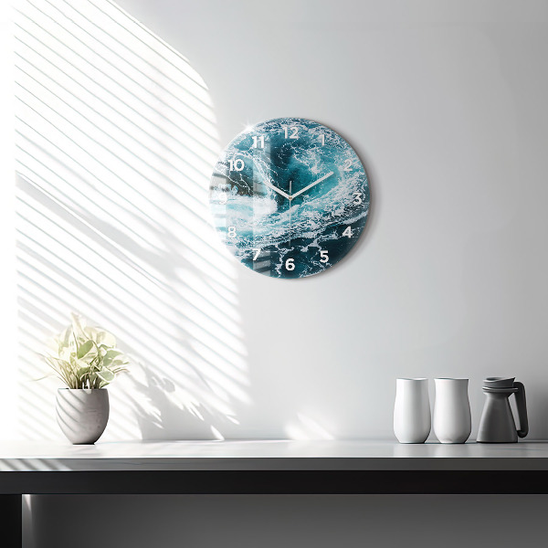 Orologio rotondo in vetro Onde vorticose e spumose